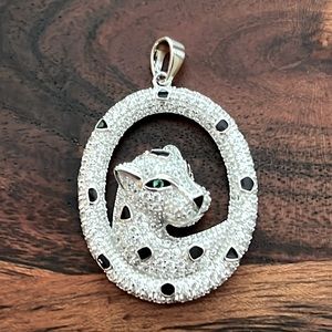 Cheetah Silver and Crystals Pendant